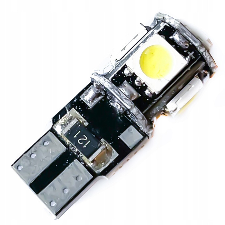 Bec LED W5W T10 5x SMD 5050, alb, 10mm x 27,5mm