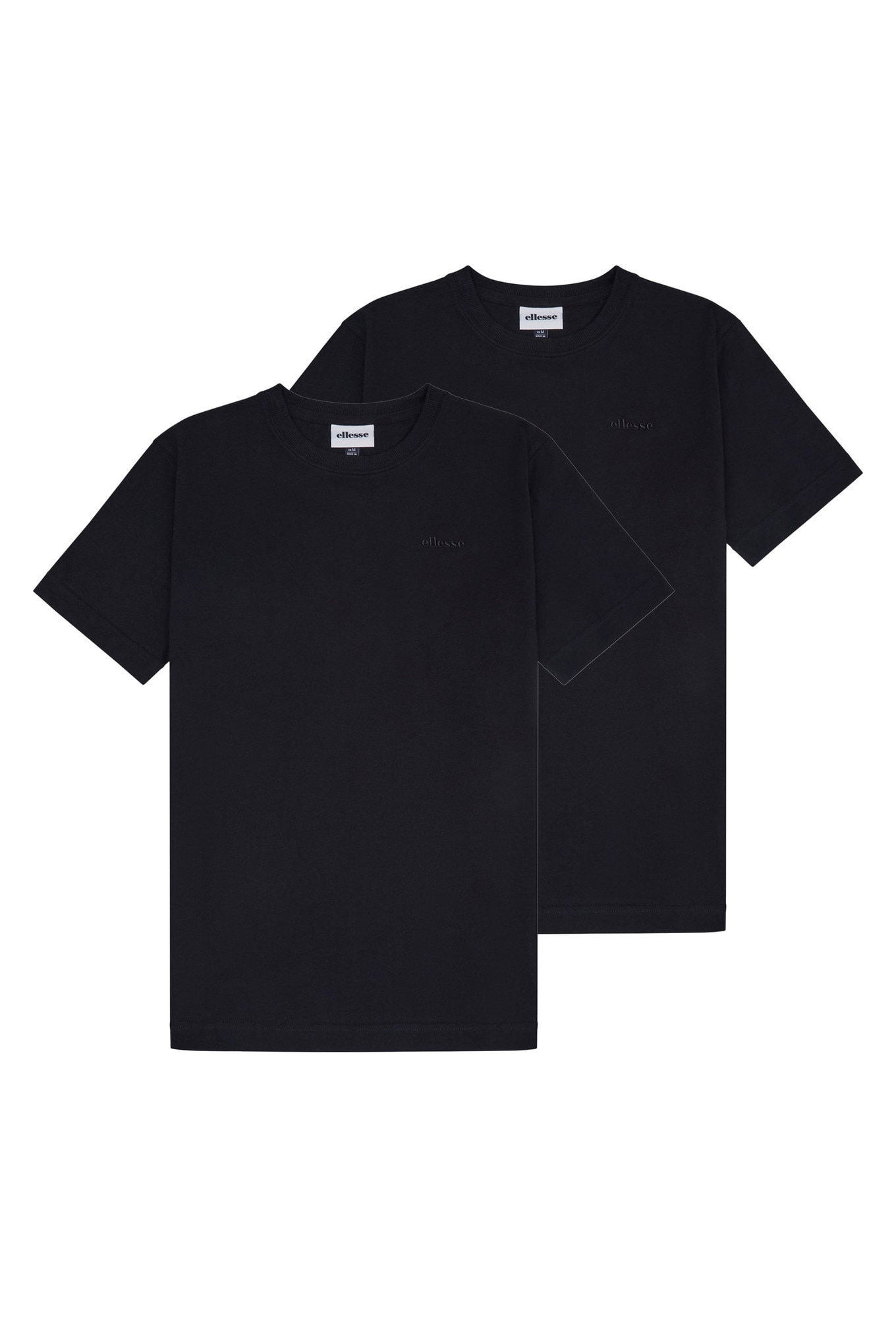 ELLESSE, Set de tricouri din bumbac cu model uni - 2 piese, Negru, L