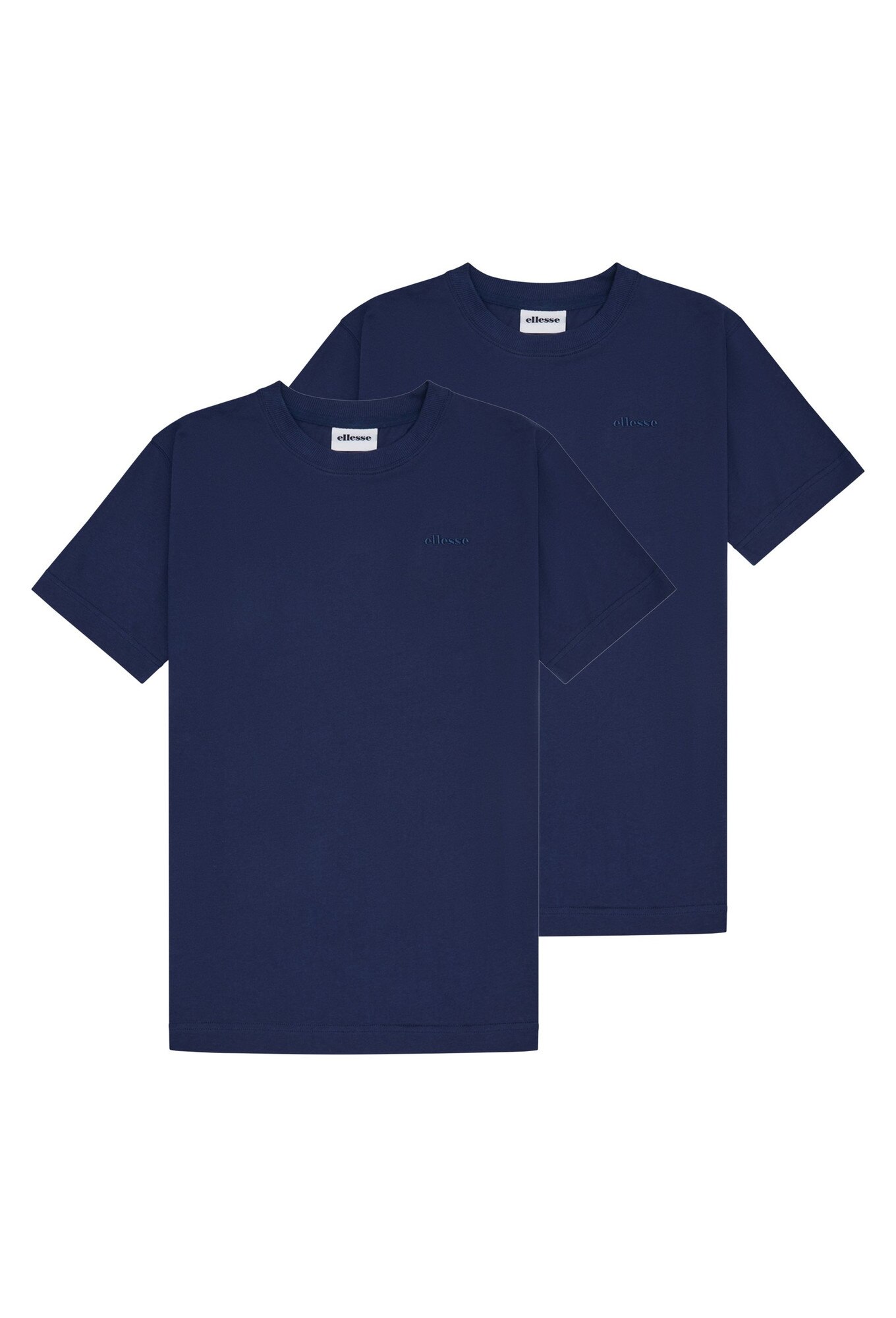 ELLESSE, Set de tricouri din bumbac cu model uni - 2 piese, Albastru inchis, 2XL