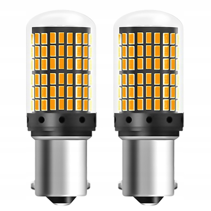 Комплект 2 LED крушки PY21W BAU15S CANBUS Оранжеви 18W 12V