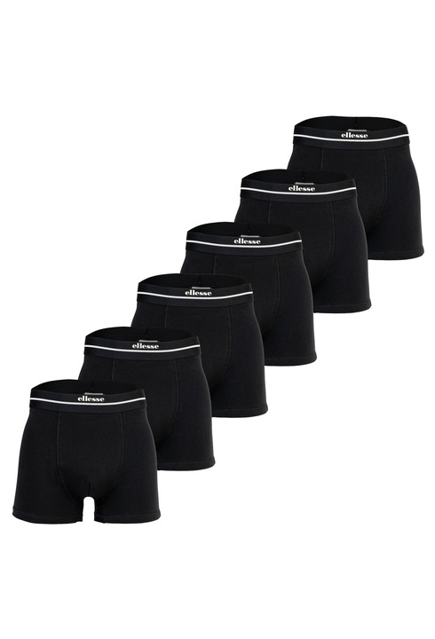 ELLESSE, Set de boxeri cu banda logo in talie - 6 perechi, Negru