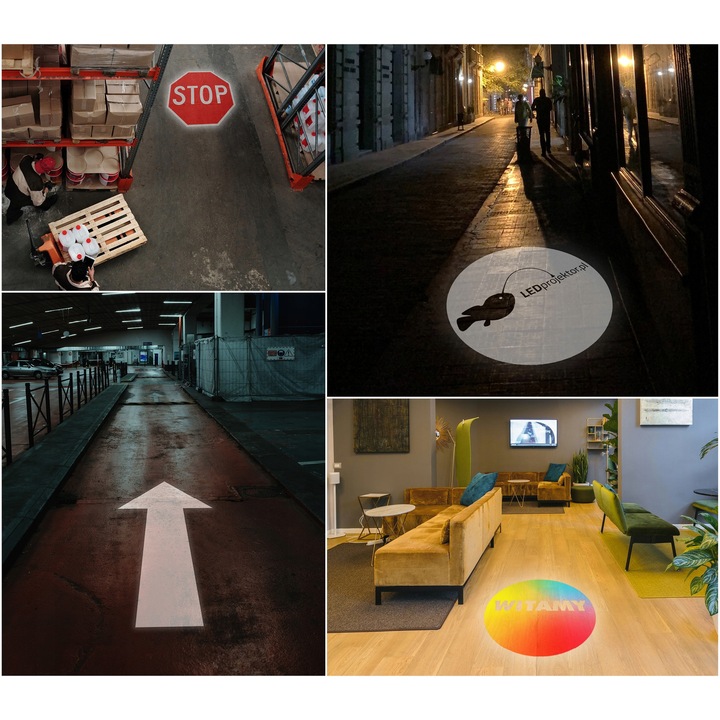 Projektor LED GOBO, 200W, IP65, rotativ, negru, 1-50m