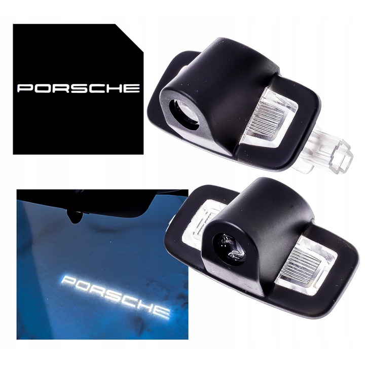 Комплект 2 LED проектора Premium HD+ с лого Porsche за Panamera 2 (971) и 3 (976), Plug & Play, устойчиви на атмосферни влияния