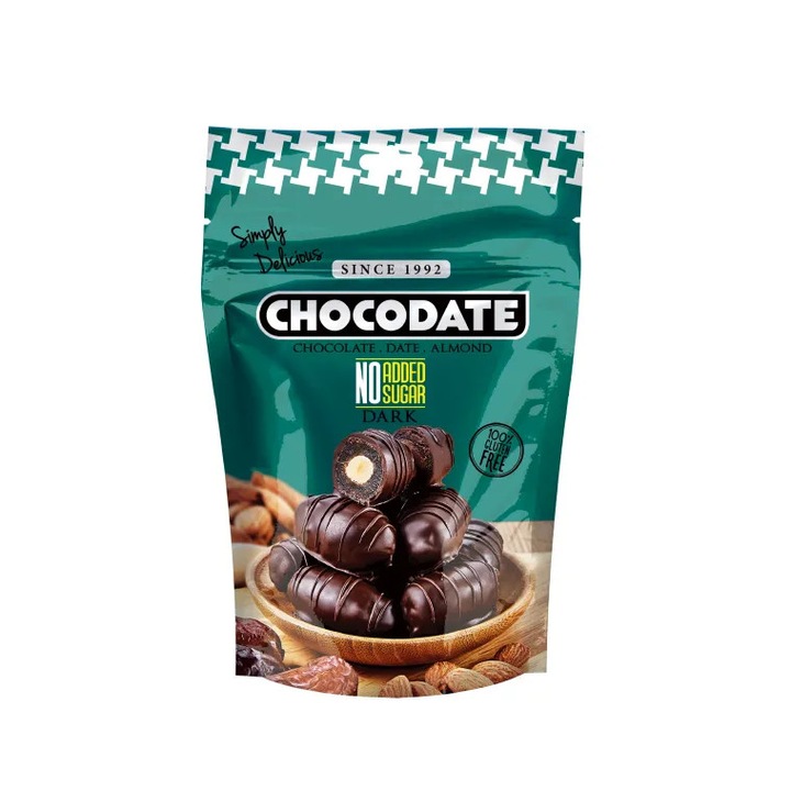 Chocodate No Added Sugar Datolya Mandulával Étcsokoládé hozzáadott cukor nélkül 90g