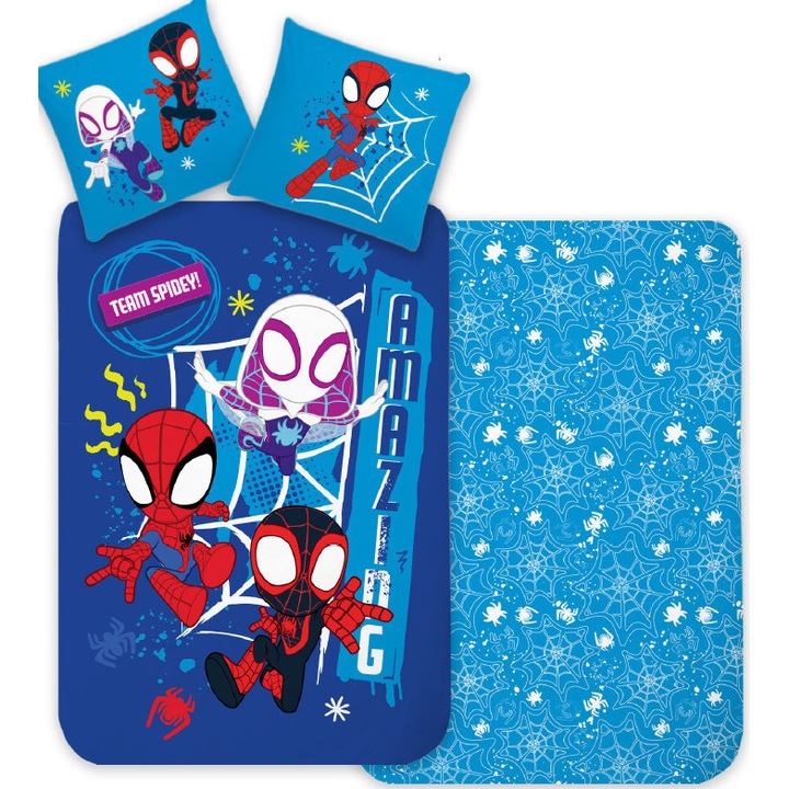 Спайдърмен Team Spidey спално бельо 140x200см, 70x90 см