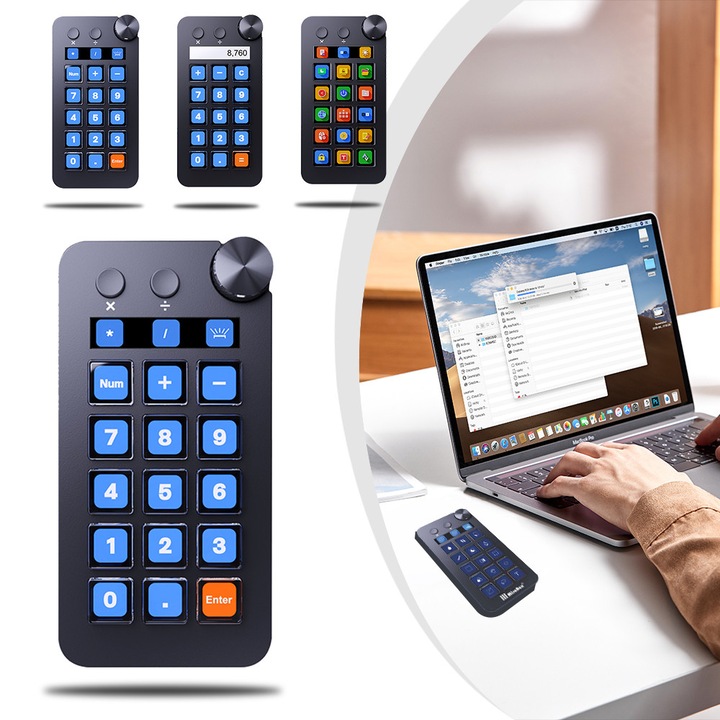 Excitat®, N1Dispozitiv streaming ，Tastatura personalizabila Creative Setup, alternativa la Stream Deck, compatibila cu OBS Live, 3×5 taste LCD cu iconite GIF, control scenarii live, ajustare audio, ideala pentru streameri si editori de video