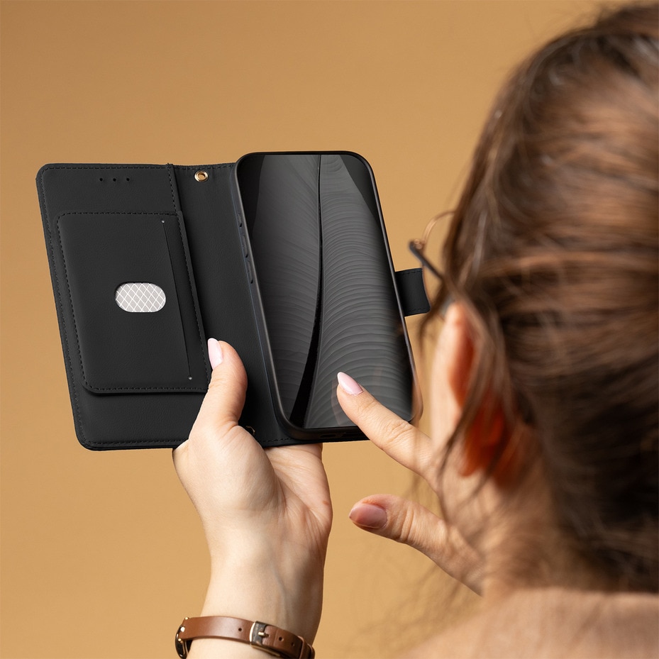 Husa telefon, Graffistore, Pentru Samsung Galaxy S26 Ultra, Carcasă magnetică tip carte Smart Triangle, Negru