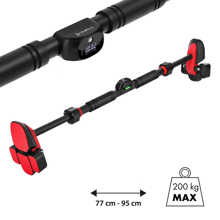 Bara de tractiuni extensibila DD500, suport cvadruplu, contor, negru, 77-95 cm