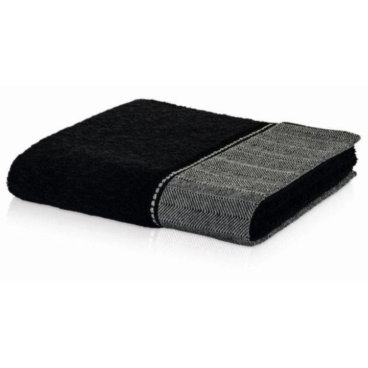 Prosop BROOKLYN, MOVE, 50x100cm, 600 g/m2, natural/negru, design cu bordura
