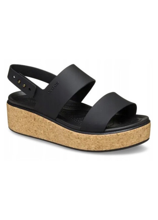 Női szandál, Crocs, Brooklyn Cork Low Wedge 21144 szandál, fekete, Fekete
