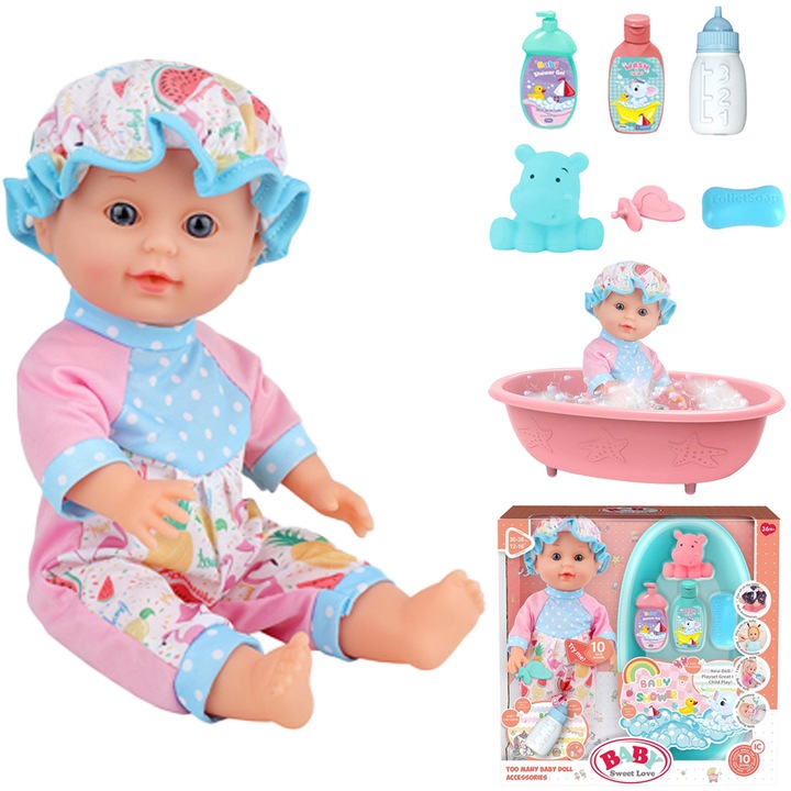 Baowor® Bebelus scoica jucarie, Reborn baby, bebelusi jucarie Papusa bebelus Papusi Reborn Baby Papusa nou-nascuta realista din vinil moale de 30 cm pozitionabila Include biberon pentru fete de peste 2 ani, Cadou Ziua de Nastere si Craciun
