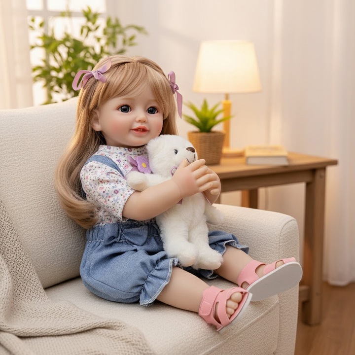 Baowor® Szimulált újszülött baba, kézzel készített, valósághű bőrrel és nagy akril szemekkel, babák, játék, Montessori oktatójáték, interaktív játék gyerekeknek, gyermekjáték, tökéletes ajándék, kék