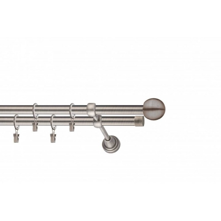 galerie metal 19 mm ALASKA dubla, piatra gri, 240 cm, capete BARROW