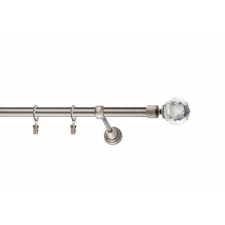 galerie metal 19 mm ALASKA simpla, piatra gri, 200 cm, capete CORDOVA