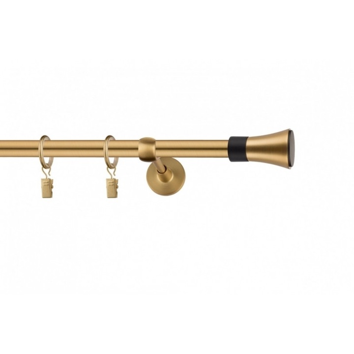 Galerie metal 19 mm RODECO auriu-mat, 120 cm, set complet cu capete HONULULU