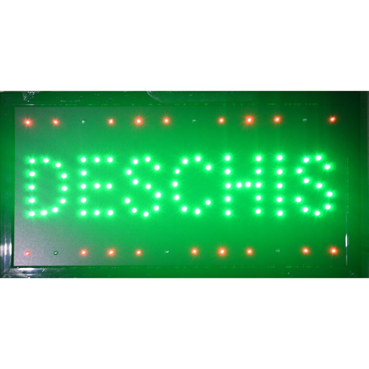 Reclama Luminoasa, Ledstar, Deschis, de interior, verde cu rosu, 48 x 25 cm