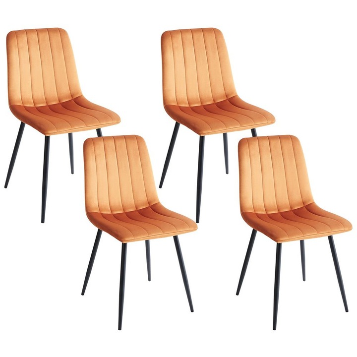 Étkezőszék négydarabos szettben Kalispell Bársony Narancssárga