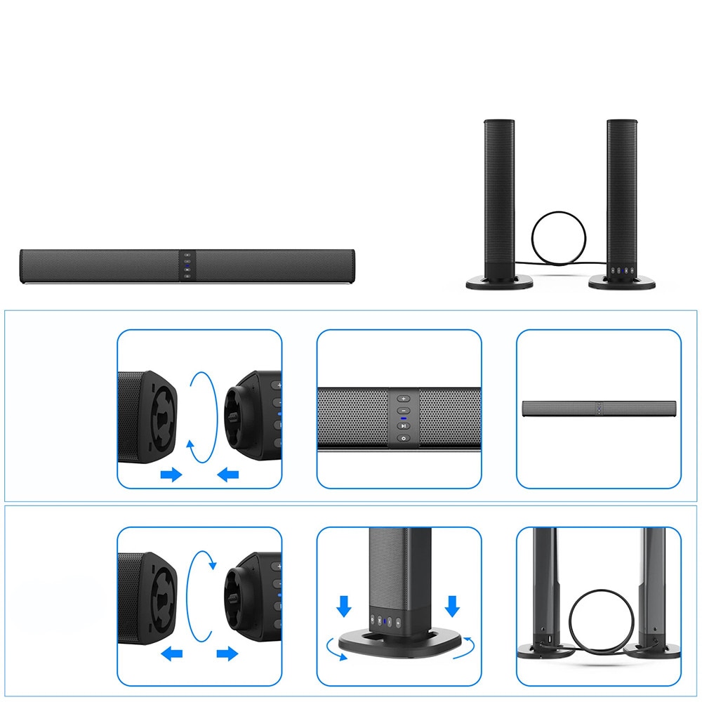 Bara de sunet, Bluetooth, sunet surround 360, negru, 11x11x4.5cm