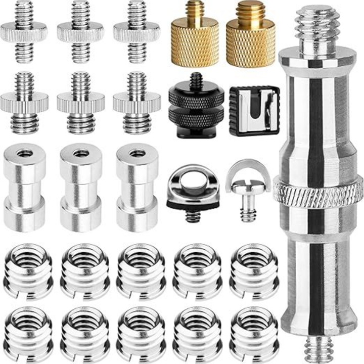Set de suruburi cu 26 de piese, Tioialz®, adaptor filetat pentru trepied, culori multiple