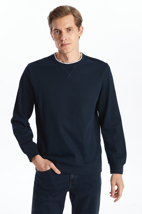 LC WAIKIKI, Bluza uni de trening cu decolteu la baza gatului, Alb/Bleumarin