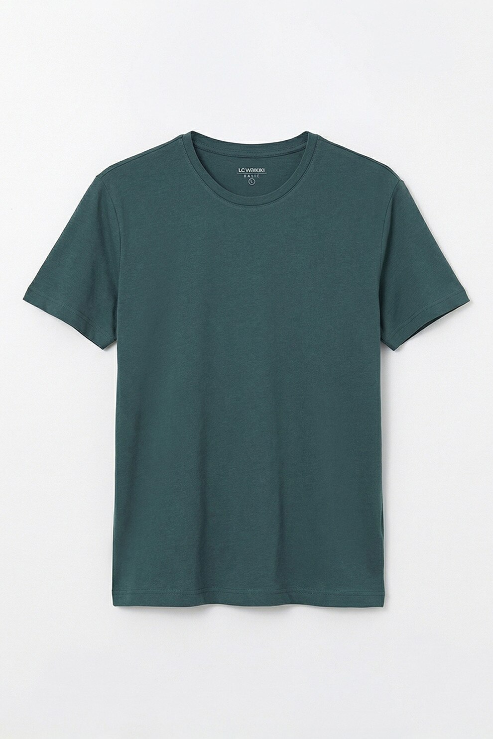 LC WAIKIKI, Tricou slim fit cu decolteu rotund, Verde englez, 2XL