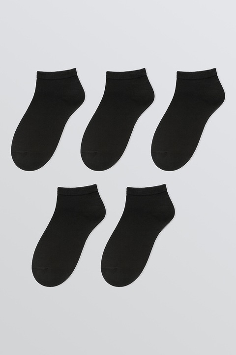 LC WAIKIKI, Set de sosete pana la glezna cu model uni - 5 perechi, Negru