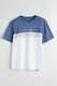 LC WAIKIKI, Tricou din bumbac cu model colorblock, Alb/Albastru indigo