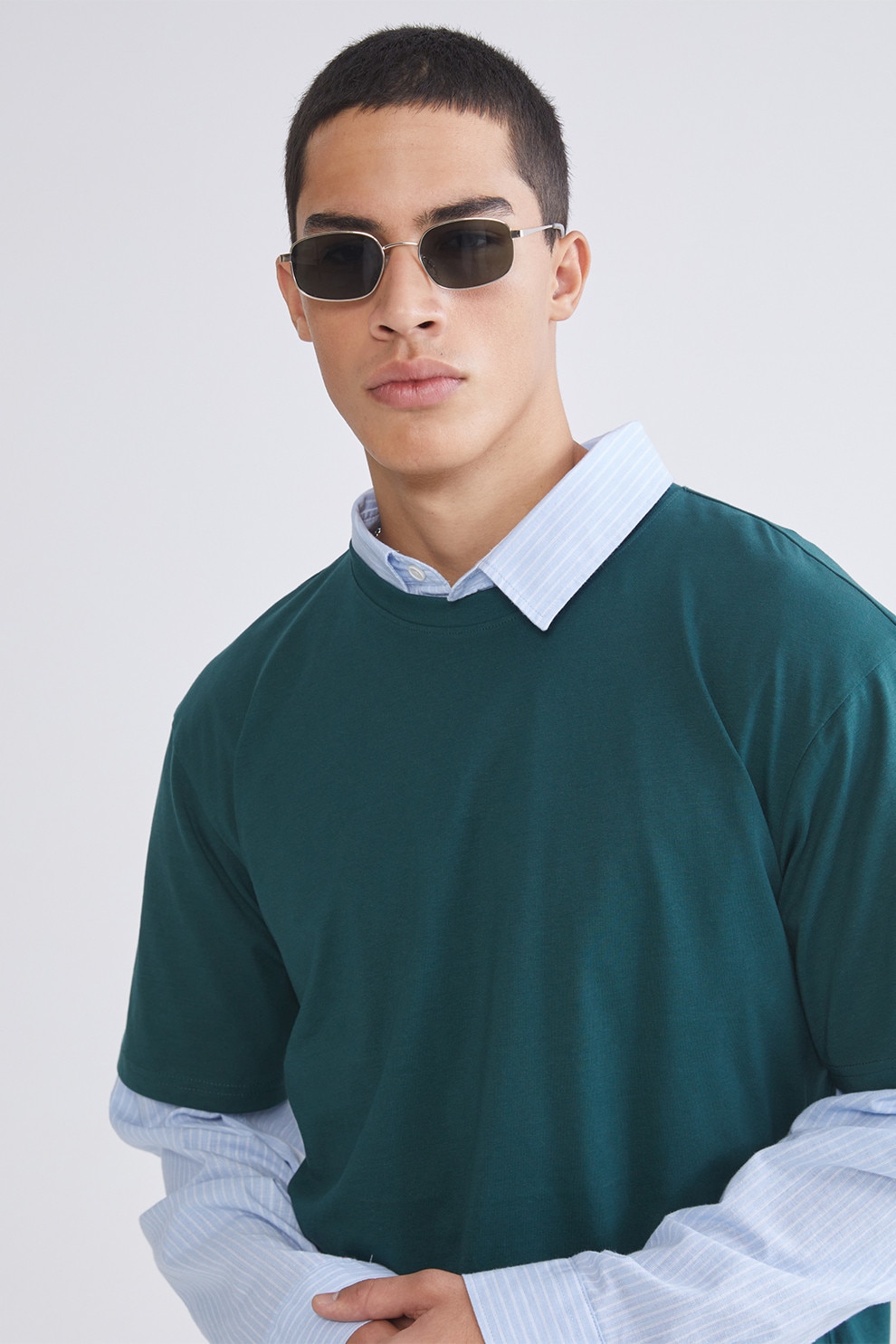 LC WAIKIKI, Tricou lejer din bumbac, Verde englez, M