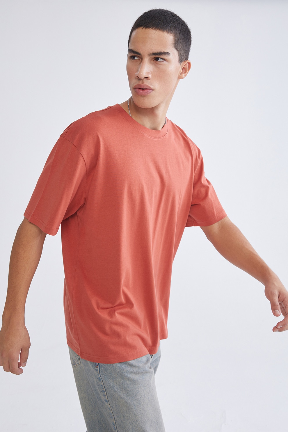 LC WAIKIKI, Tricou lejer din bumbac, Coral, M