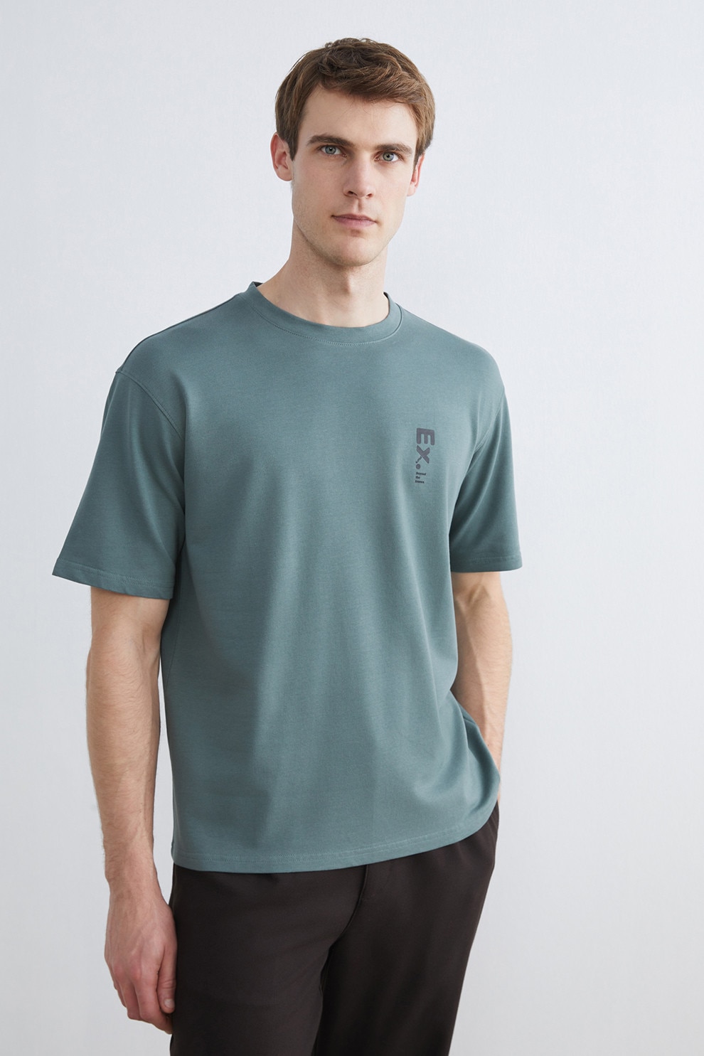 LC WAIKIKI, Tricou lejer cu decolteu la baza gatului, Gri verzui, M