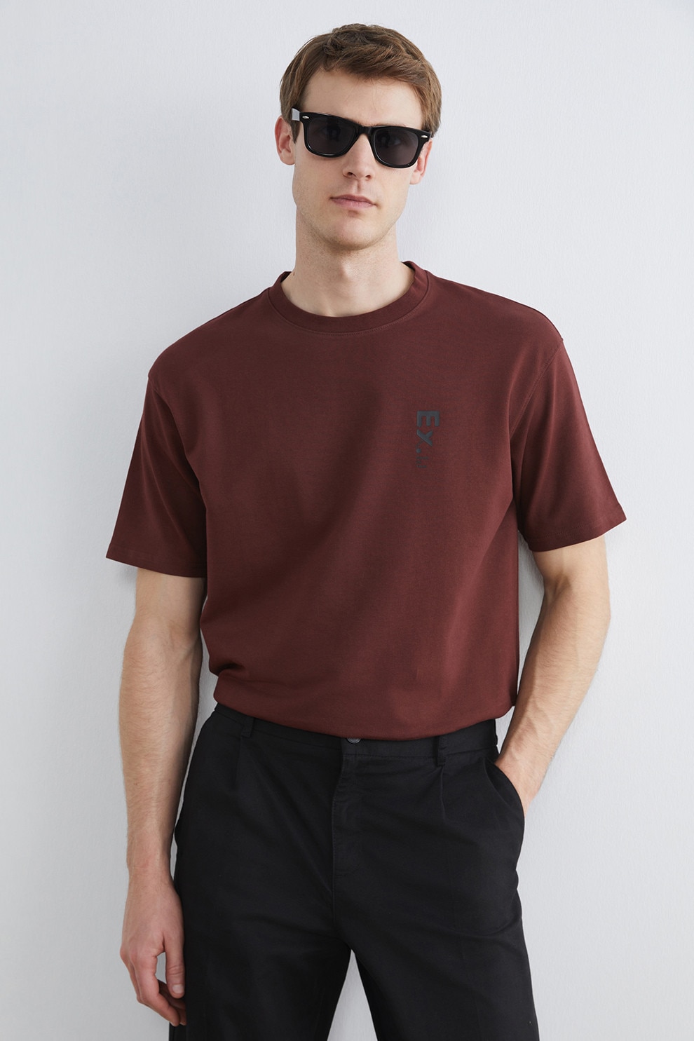 LC WAIKIKI, Tricou lejer cu decolteu la baza gatului, Maro cognac, XL