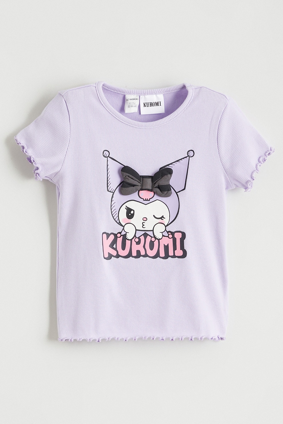 LC WAIKIKI, Tricou striat cu imprimeu Kuromi, Violet deschis, Roz deschis, 104-110 CM