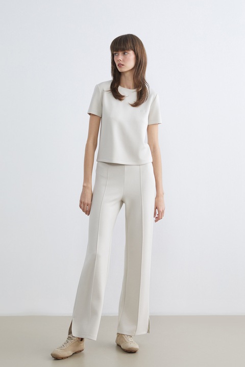 LC WAIKIKI, Pantaloni slim fit cu slituri la terminatii, Alb fildes