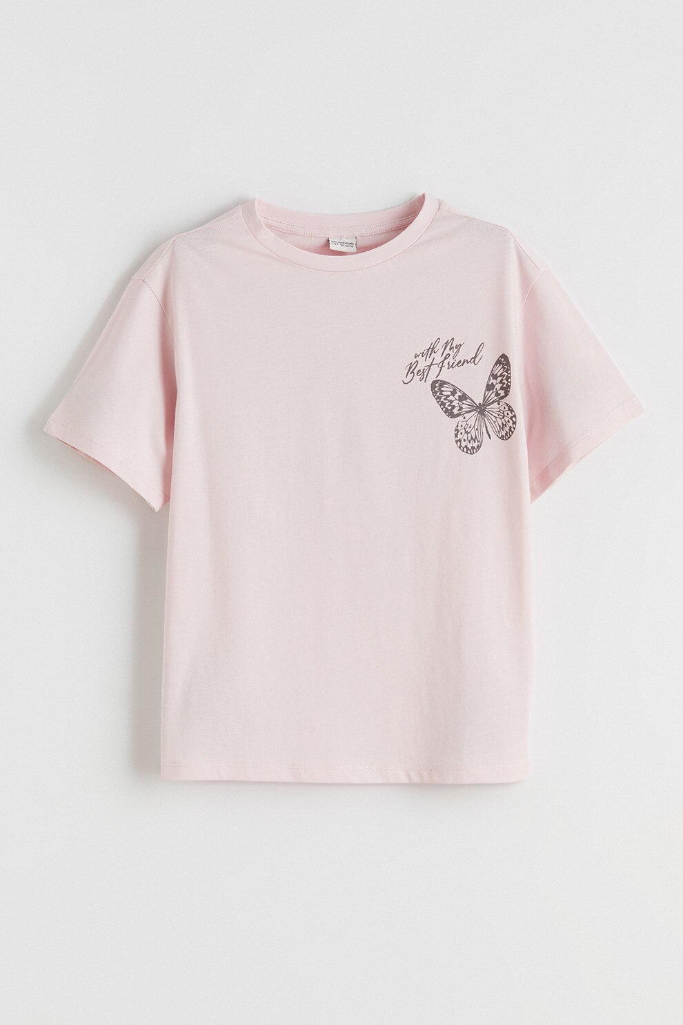 LC WAIKIKI, Tricou de bumbac cu imprimeu cu fluturi, Maro, Roz pastel, 152-158 CM