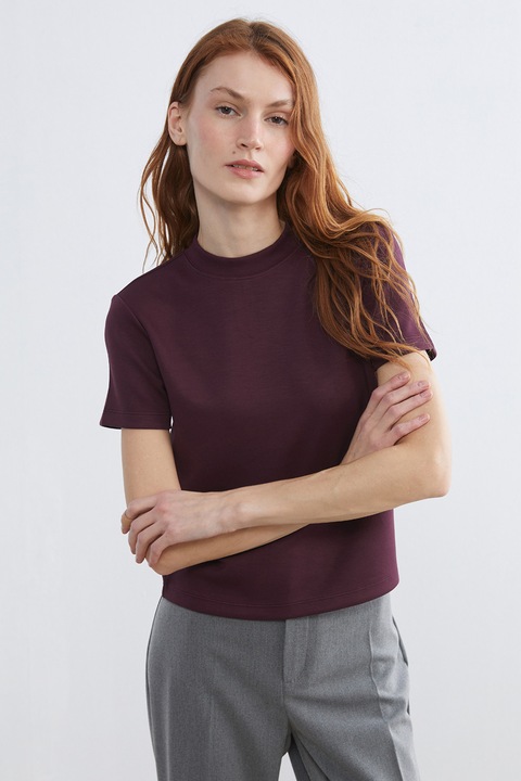 LC WAIKIKI, Tricou uni cu decolteu la baza gatului, Violet pruna