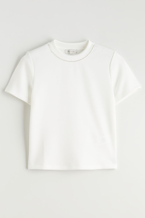 LC WAIKIKI, Tricou cu decolteu la baza gatului, Alb