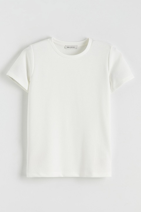 LC WAIKIKI, Tricou cu decolteu rotund, Alb murdar, M