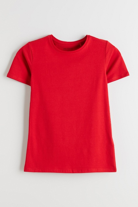 LC WAIKIKI, Tricou cu decolteu la baza gatului si model uni, Rosu, 2XL