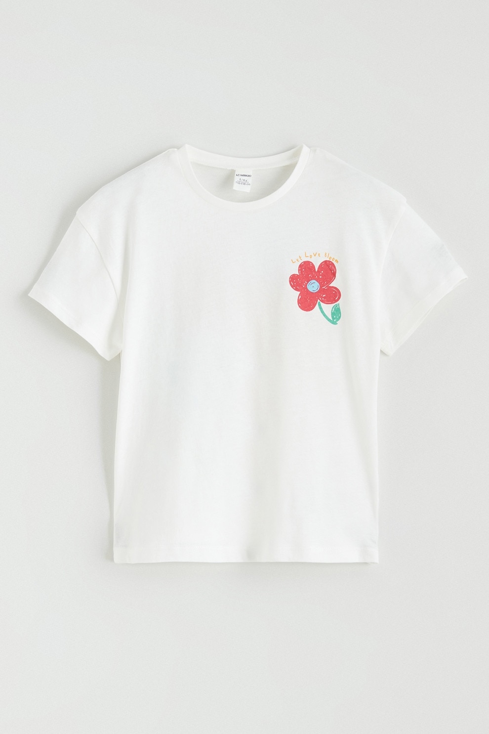 LC WAIKIKI, Pijama din bumbac cu imprimeu, Coral, Alb optic, 98-104 CM