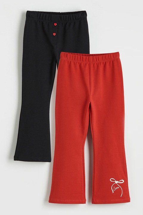 LC WAIKIKI, Set de pantaloni evazati din amestec de bumbac - 2 perechi, Rosu/Negru, 80-92 CM