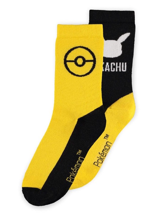 Комплект 2 чифта чорапи Pikachu, DIFUZED, жълт/черен, 43-46