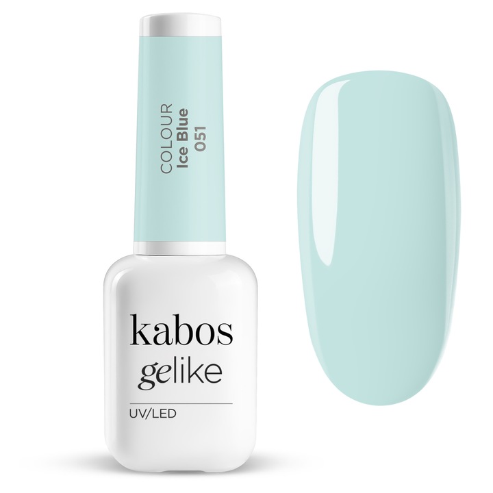 Lac de unghii semipermanent UV/LED, ultra rezistent si stralucitor, Kabos Gelike 051 Ice Blue, 8ml