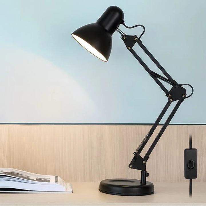 Lampa de Birou Neagra cu Baza & Brat Pliabil
