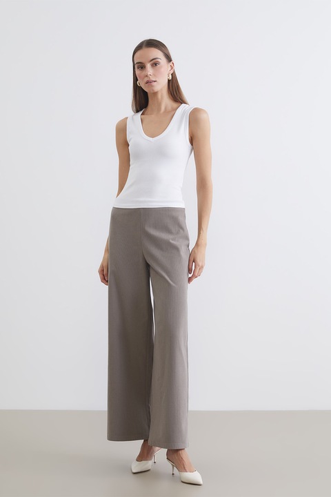 LC WAIKIKI, Pantaloni striati cu croiala ampla, Maro taupe