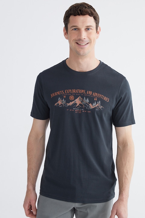 LC WAIKIKI, Tricou din bumbac cu imprimeu, Portocaliu/Albastru ultramarin