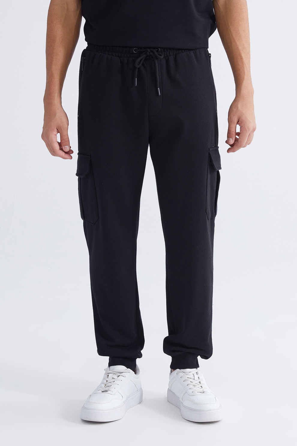 LC WAIKIKI, Pantaloni cargo cu model uni, Negru, S