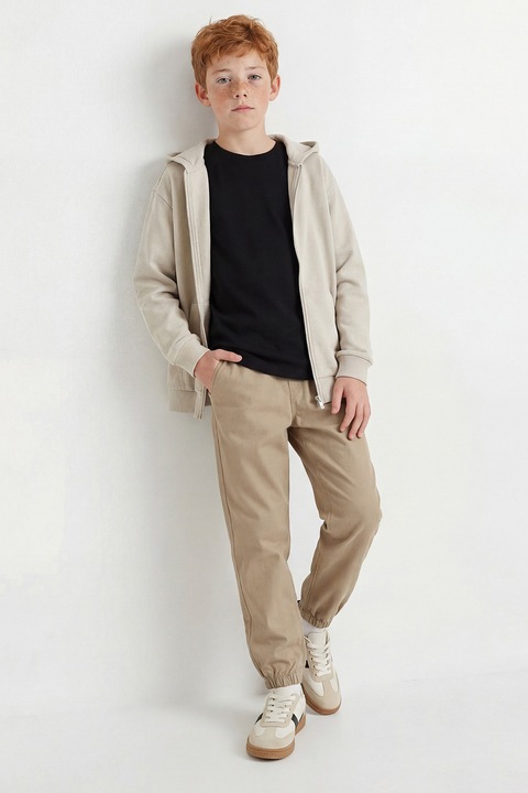 LC WAIKIKI, Pantaloni jogger de bumbac cu snur, Maro nisip