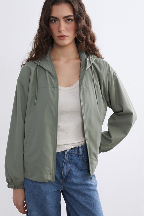 LC WAIKIKI, Jacheta cu maneci cazute si gluga, Verde