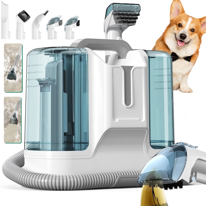 Aspirator profesional cu spalare Aspirator Cu Spalare 3In1, Aspirator Spalare Cu Extractie, Rezervor Dublu 1.8L + 0.6L, Aspirator Cu Motor 450W, Putere 11000Pa Curatator de pete textile, saltele, covoare, tapiterii, mocheta, podele Aspirator Auto