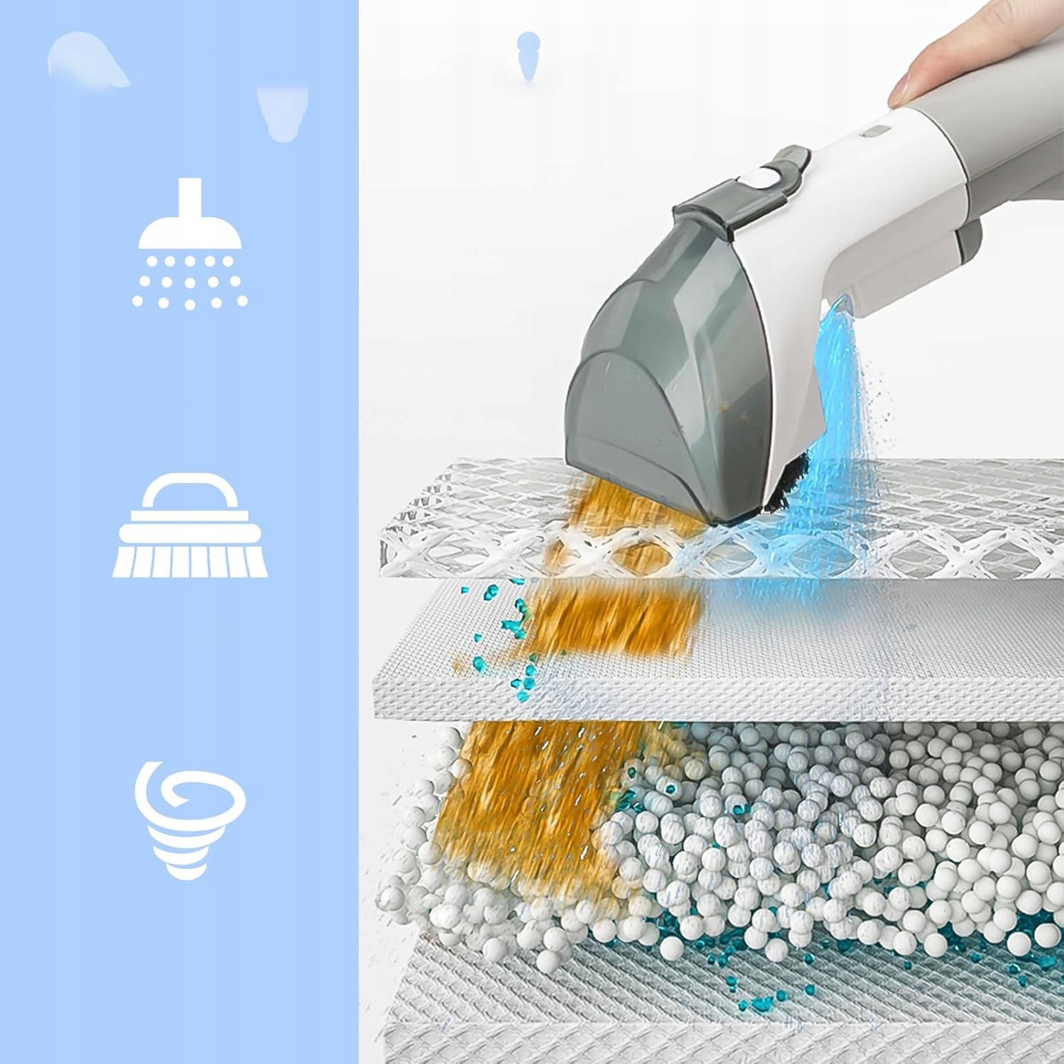 Aspirator profesional cu spalare Aspirator Cu Spalare 3In1, Aspirator Spalare Cu Extractie, Rezervor Dublu 1.8L + 0.6L, Aspirator Cu Motor 450W, Putere 11000Pa Curatator de pete textile, saltele, covoare, tapiterii, mocheta, podele Aspirator Auto